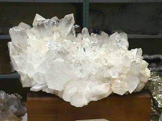 A large group of colorless quartz crystals from Hot