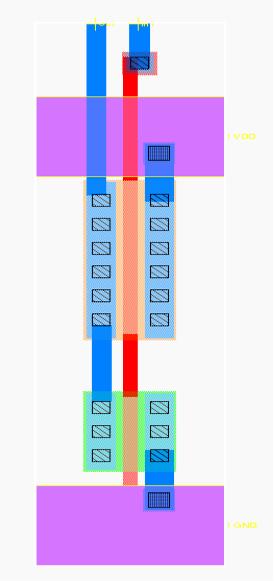 Next Time: CMOS Inverter Layout Out In metal1-poly via metal1 polysilicon metal2 V DD pdiff metal1-diff via GND