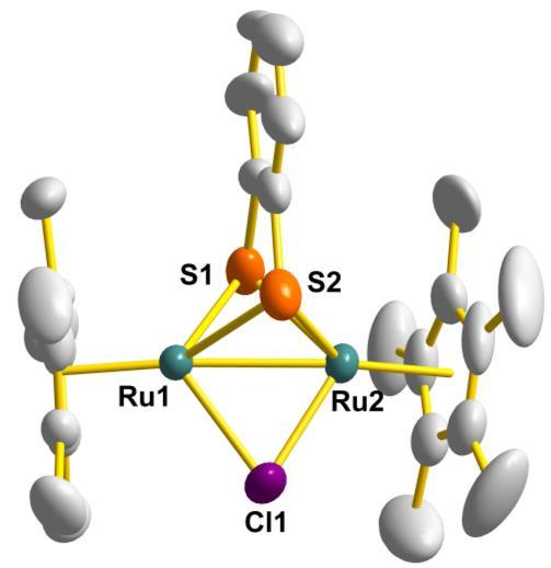 Figure S1. ORTEP diagram of 3[PF 6 ] Hydrogen atoms and counteranion PF 6 are omitted for clarity (thermal ellipsoids shown at 50% probability). Table S4.