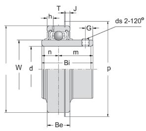 Mounted s Inserts 129 Set Screw Locking Type - SER Series Shaft Dia Boundary Dimensions(mm) Basic Load Ratings in. mm D Bi Be n m W O T j G ds Y C Co Kg ISUTAMI 1/2 47 31. 15.9 11.5 19.5 28.3 4. 1.35 2.