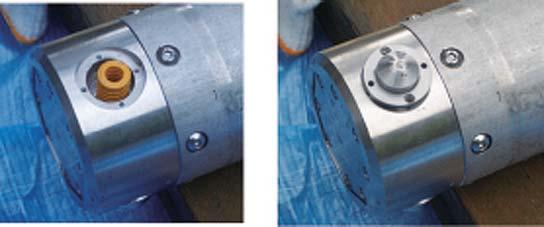 Fig. 0. Photos of fixing apparatus that utilizes the Hole lock. This apparatus is located at the top and bottom of the protective housing of a seismometer.