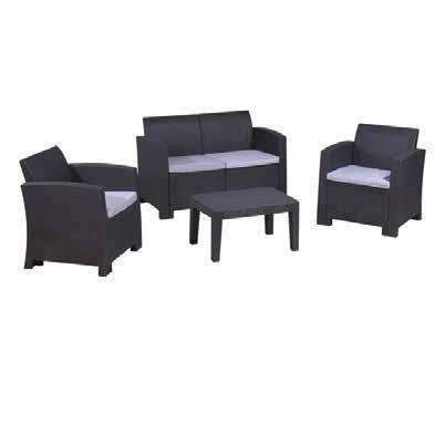 TABLE: 85x45cm DM 180 ARMCHAIR: 83x71x75cm 2-SEATER: 141x71x75cm COF.