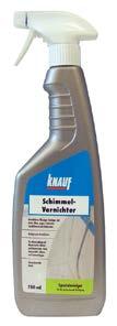 Knauf Schimmel-Vernichter Itin veiksmingas pelėsių dezinfekcinis valiklis Vidaus ir išorės darbams. Skystas dezinfekcinis valiklis sanitarinėms zonoms valyti. Greitai pašalina pelėsį, grybelius.