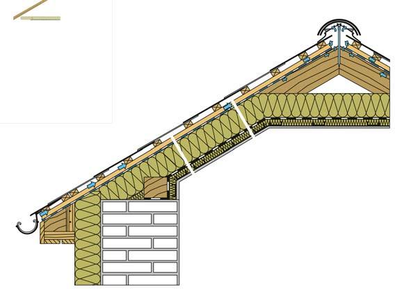 izolácie: ROCKTON, SUPERROCK alebo ROCKMIN PLUS 9 Sadrokartónový obklad Legenda 1 Strešná krytina na latách 2 Kontralaty 40 60 mm 3 Poistná hydroizolácia difúzne otvorená 4 Izolácia ROCKTON,