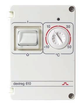 DEVIreg TM 610 DEVIreg TM 610 je elektronički termostat za montažu na zid sa vanjske strane objekta ili na cijev. Prostrano kućište čini ožičenje i puštanje u pogon vrlo laganim.