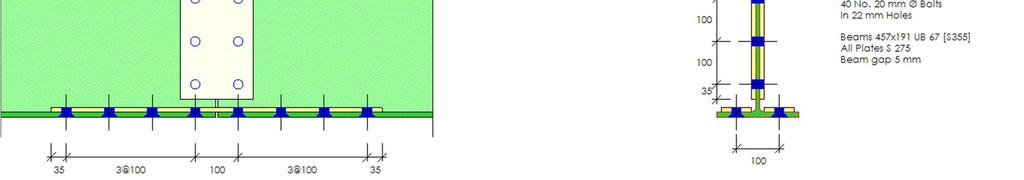 50L1 (ULTIMATE) Basic Data Integrated Applied Forces at Interface Resultant Forces M, Fv, F Beam Gap= 5 mm HSFG Bolts Design to Basic Dimensions -137.3 knm, +15.6 kn, +49.