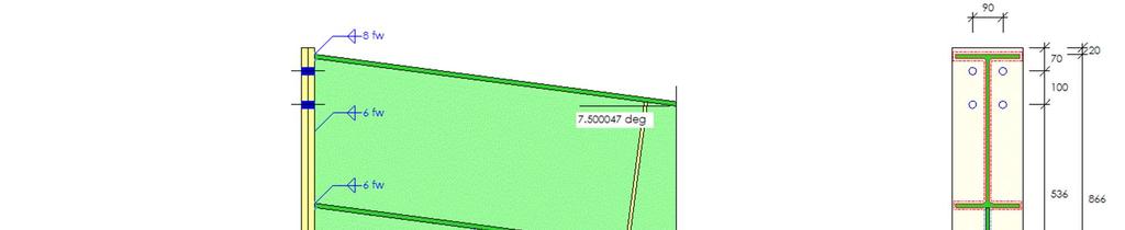 Sheet : Sheet Ref / 25 - Page 25 APEX JOINT AT : N.12 - LEVEL 1 : RAFTER 2 OF BAY 1 : MEMBER 2 (N.10-N.12) Beam to Beam End-Plated Connection to EC 3 (UK NAD) LOADING CASE 001 : 1.35D1+1.