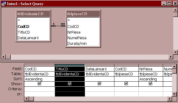 Introducerea în fereastra Query Design a tabelelor sau interogărilor care vor furniza înregistrări pentru interogare se realizează executând dublu-clic pe denumirea obiectului respectiv sau clic pe