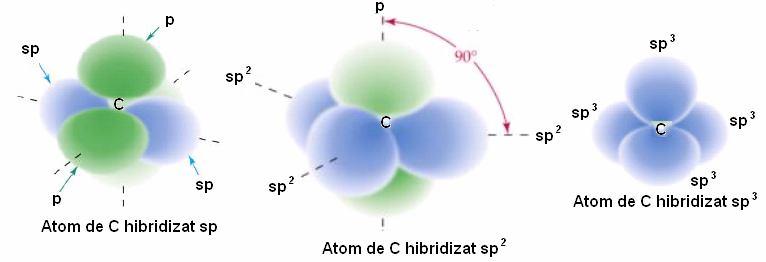 Ex: În atomul liber de carbon, cei 4e - de valenţă se află repartizaţi astfel: 2e - în orbitalul 2s şi 2e - în orbitalii 2p: Atunci când urmează ca atomul de