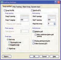 در سربرگ Snap and Grid در قسمت Snap type دكمۀ Isometric snap را فعال ميكنيم. 3. بر روي دكمۀ OK كليك ميكنيم. نكته 1.