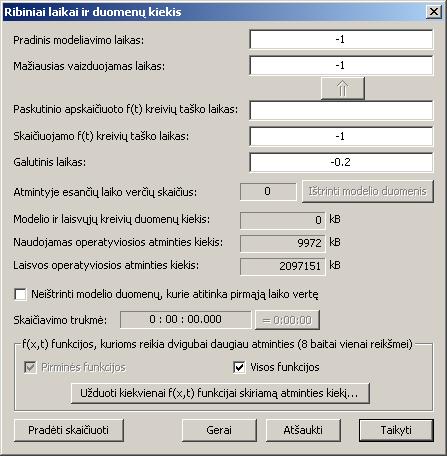 21 5.8 pav. Programos GraphiXT dialogo langas, kuriame nurodomi pradinis ir galutinis modeliavimo laikai (šios laikų vertės atitinka I V variantus) 5.