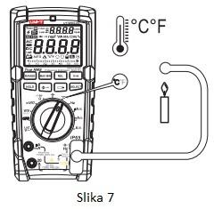Termoelement tipa K (nikal-krom~nikal-silicij) priložen u dodacima pogodan je jedino za mjerenje temperature ispod 230 C/446 F. 11.
