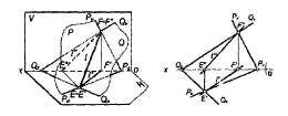 aniqlanadi va bir nomli proyeksiyalarini o'zaro tutashtiriladi. Natijada hosil bo'lgan l va l" to'g'ri chiziqlar Q va P tekisliklarning kesishish chizig'ining proyeksiyalari bo'ladi.