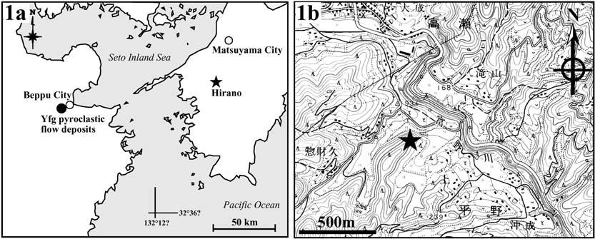 242 Fig. +. Map showing the study area. (a) locality of the study area ; (b) topographical map around the outcrop.
