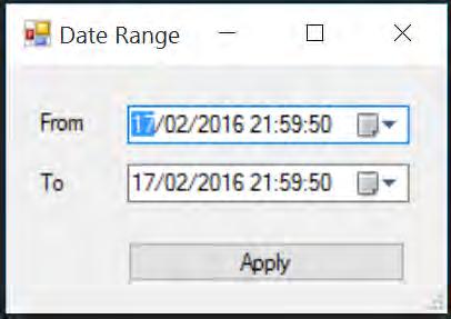 Εικ. 6.6 Live απεικόνιση δεδομένων Date Range Μέσω του μενού Feed Date Range ο χρήστης μπορεί να δει τα δεδομένα που έχουμε συλλέξει και αποθηκεύσει για μία συγκεκριμένη χρονική διάρκεια στο παρελθόν.