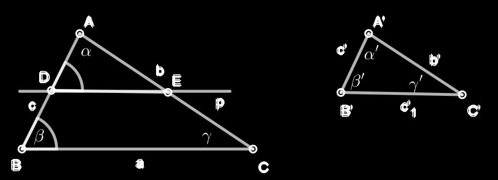 1. PLANIMETRIJA - GEOMETRIJA RAVNINE 39 Prema Poučku o transverzali slijedi CDE = α. Poučak K K s ABC DEC b = c = a. Prema pretpostavci b DE CE teorema slijedi DE = c, CE = a.