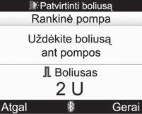 grąžintas ekranas Bolus Advice (patarimas dėl boliuso) ir galėtumėte pakeisti boliusą.