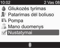 Settings (nustatymai) > Meter (matuoklis) > Bluetooth 1.