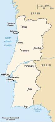 124 P o r t u g a l i j a 1793 km. Vienintelė Portugalijos kaimynė, su kuria ji turi sausumos sieną, yra Ispanija. Sienos su Ispanija ilgis 1214 km.