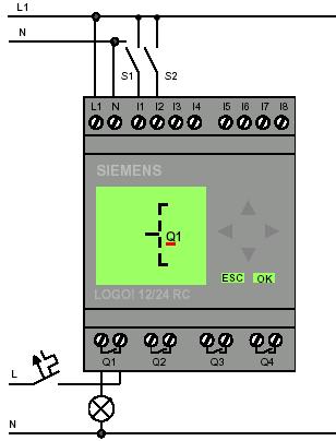 Trong đó : I1 và I2 được nối với ngõ vào của cổng OR. Cuộn dây K1 được thay bằng ngõ ra Q1.