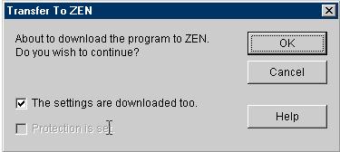 ĐIỀU KHIỂN LẬP TRÌNH CỠ NHỎ - Chọn The settings are downloaded to để truyền các thiết lập ZEN trong phần mềm ZEN Support Software ở cung thời điểm truyền chương trình.