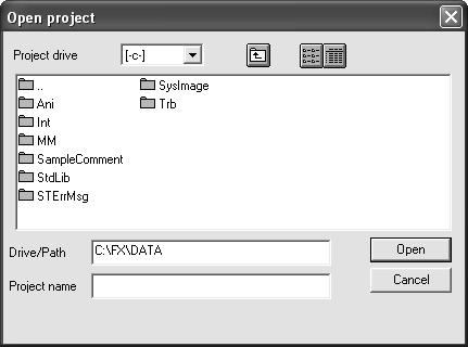 1) Chọn từ thanh công cụ hoặc chọn [Project] [Open project] ( Ctrl + O ) từ menu.