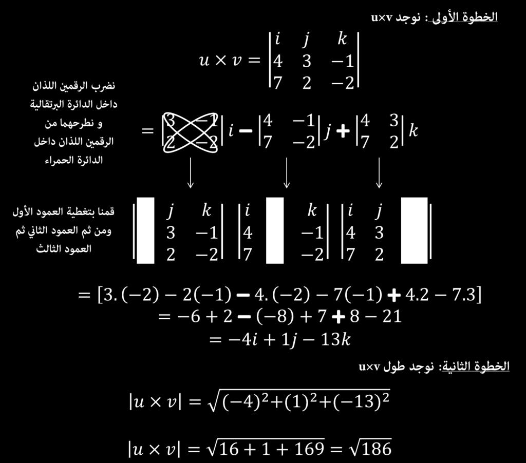 إذا كان u =4i + 3j-k v = 7i + 2j 2k السؤال )3( ضلعان متجاوران في متوازي أضلاع فما