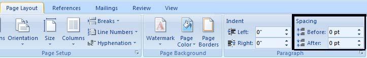 zbrazët. Për këtë qëllim përdoret pjesa Spacing, në opsionin Indents and Spacing të kornizës Paragraph, e cila fitohet përmes opsionit Format, Paragraph. Kësht