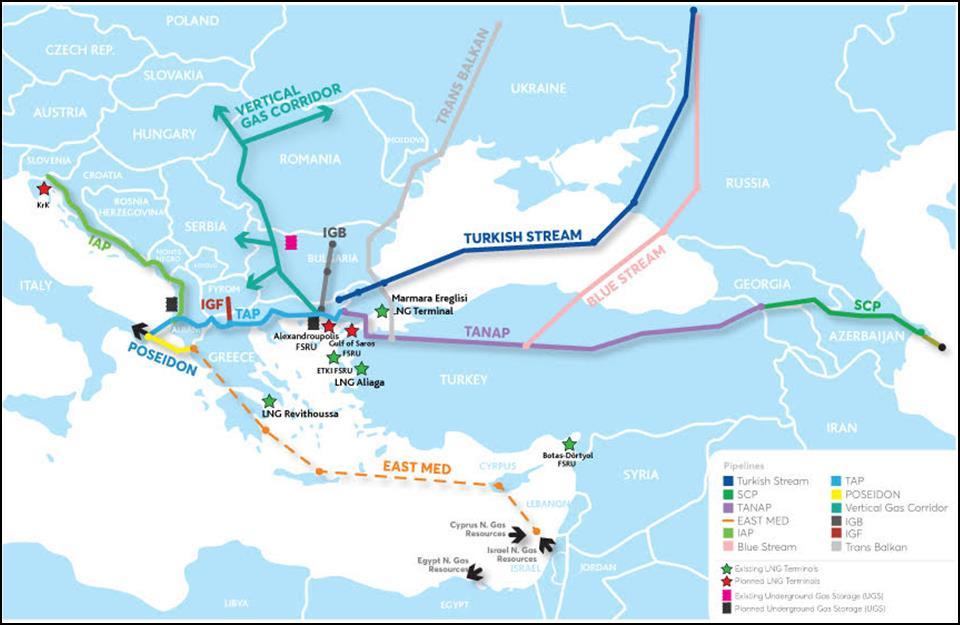 An Expanded Southern Gas Corridor NB.: The TANAP and TAP gas pipelines as well as Turkish Stream are under construction, with IGB at an advanced planning stage with FID already taken.