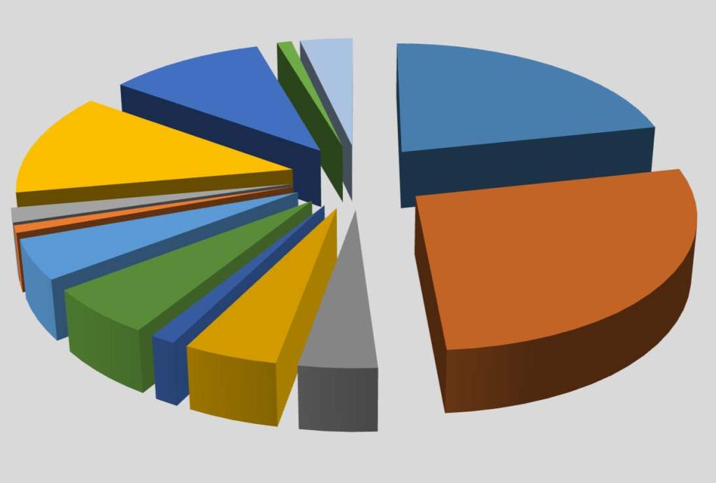 5% Personal Accident 1.8% Health 12.8% Liability 0.9% Misc. 3.6% Property 21.6% Motor Vehicle 27.2% Engineering 4.1% Aviation & Sat. 1.5% Marine Hull 2.