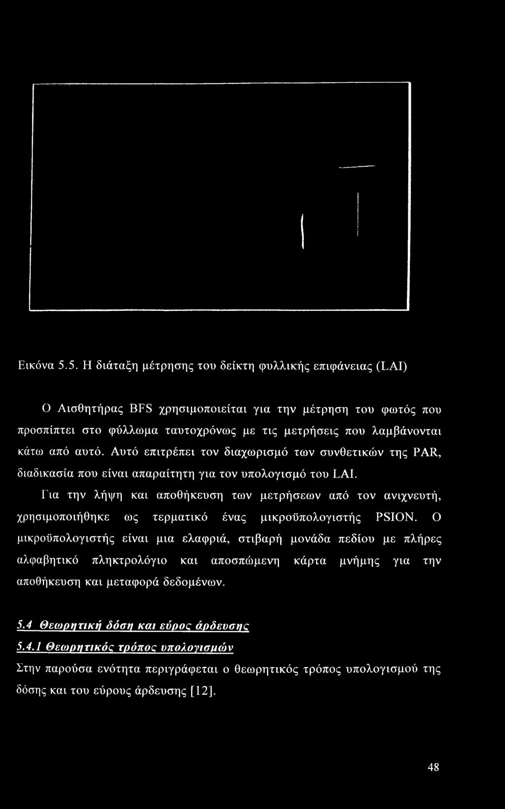 αυτό. Αυτό επιτρέπει τον διαχωρισμό των συνθετικών της PAR, διαδικασία που είναι απαραίτητη για τον υπολογισμό του LAI.