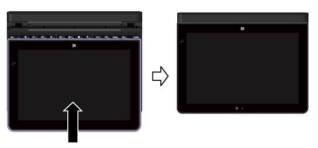 Αν δεν θέλετε να χρησιμοποιήσετε το tablet με το πληκτρολόγιο, μπορείτε να το αφαιρέσετε όπως υποδεικνύεται στην ακόλουθη εικόνα.