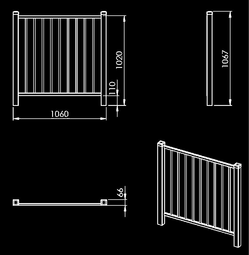 Τα πλαίσια θα είναι διαστάσεων 940x1000 mm (Μήκος xύψος) περίπου το κάθε ένα, τα οποία θα στερεώνονται με κοχλίες και περικόχλια σε κολωνάκια από μορφοσωλήνα 60χ60χ2 mmκαι ύψους 1100mm.