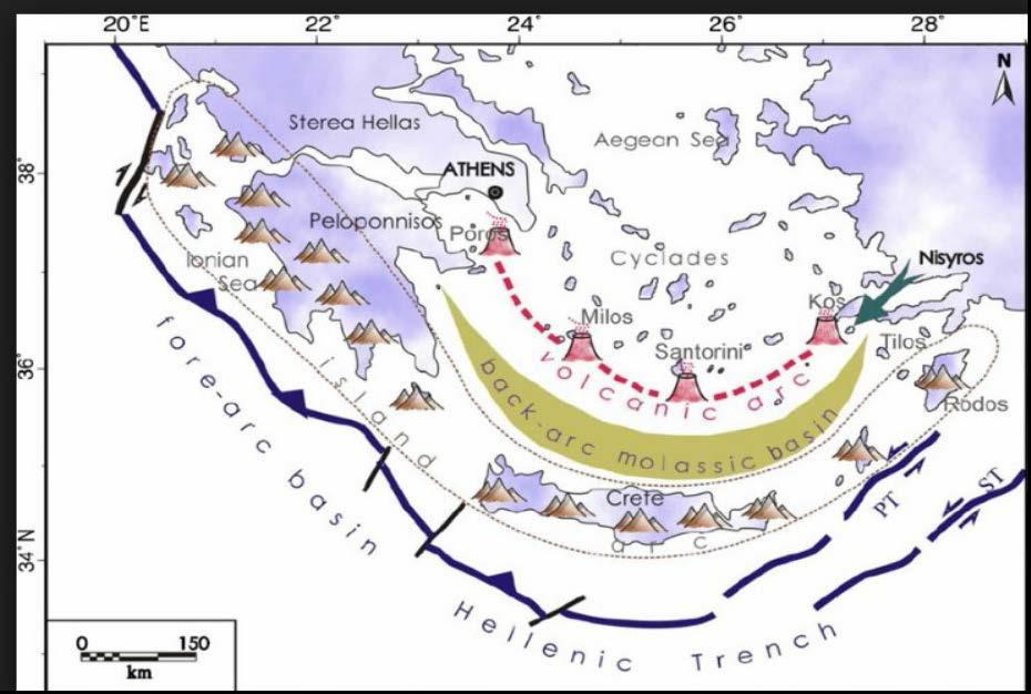 Εικόνα 5: Χάρτης απεικόνισης του Ελληνικού ορογενετικού τόξου στη σημερινή του μορφή.