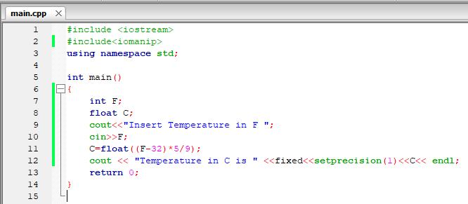 Παράδειγμα 1 ex05 2 Να δημιουργήσετε ένα πρόγραμμα το οποίο να διαβάζει την θερμοκρασία σε
