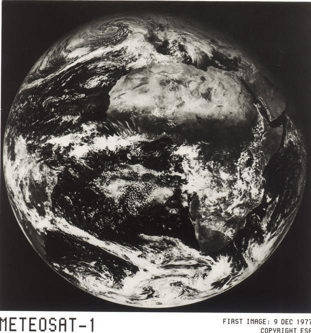 Εικόνα 2.1.6: Η πρώτη εικόνα του METEOSAT- 1 (9/12/1977, Πηγή: ESA).