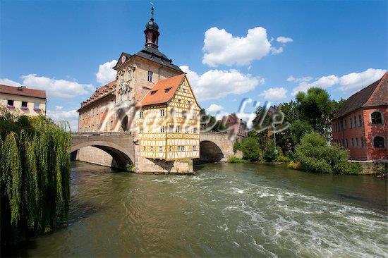Πλημμύρες Germany, Bavaria, Franconia, Bamberg, Old
