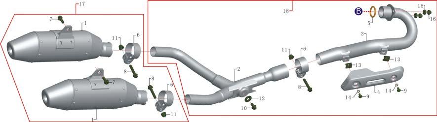 shield, exhaust 1 5 02017002000000 seal, exhaust 1 6 02002220240100-3 clamp 3 7 GB/T5787M8*20 bolt, flanged M8*20 2 8 GB/T5787M8*35 bolt, flanged M8*35 3 9