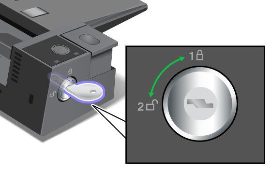 Μηχανισμοί ασφάλειας Το κλειδί κλειδώματος συστήματος έχει δύο θέσεις, όπως υποδεικνύεται στο σχέδιο.