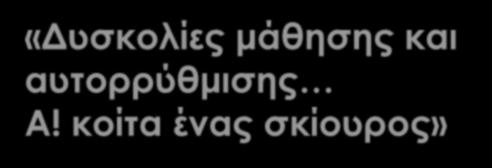 «Δυσκολίες μάθησης και αυτορρύθμισης Α!