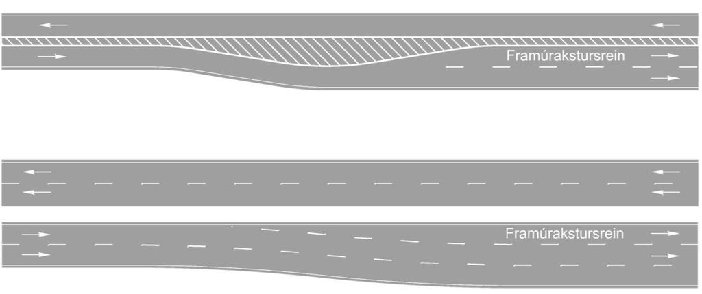 2.6 Framúrakstursreinar 2.6 Framúrakstursreinar 2.6.1 Almennt Framúrakstursrein er viðbótarakrein á afmörkuðum vegarkafla til framúraksturs. Framúrakstursreinar auka rýmd vega og umferðaröryggi.