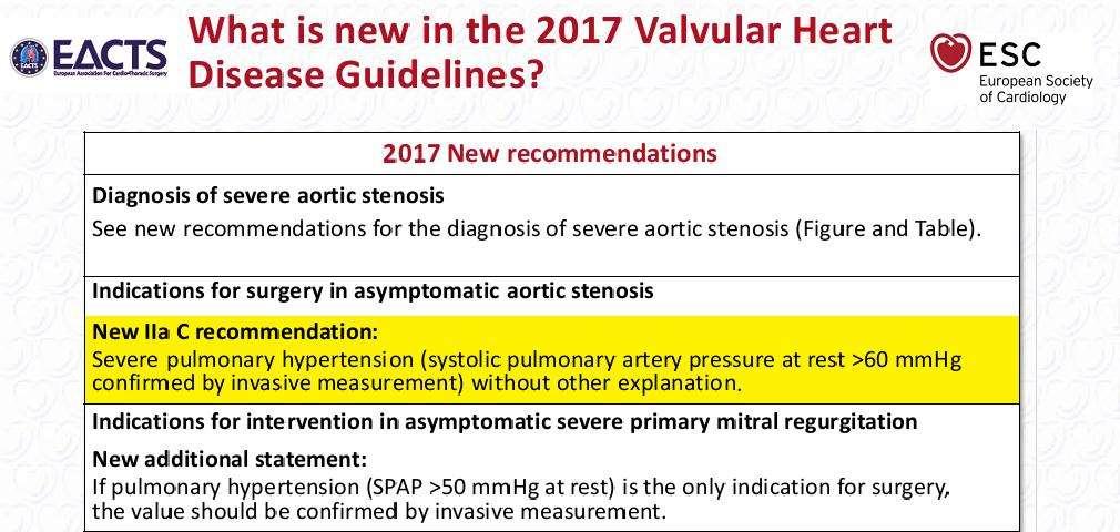 Πνευμονική υπέρταση στη ΣΑ 2017 ESC/EACTS