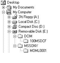 Visione delle immagini registrate su Memory Stick su un computer Destinazioni di memorizzazione dei file di immagine e file di immagine I file di immagine registrati con la videocamera sono