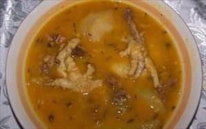 Chicken foot soup Πόδια κοτόπουλου σε σούπα με κολοκύθα,