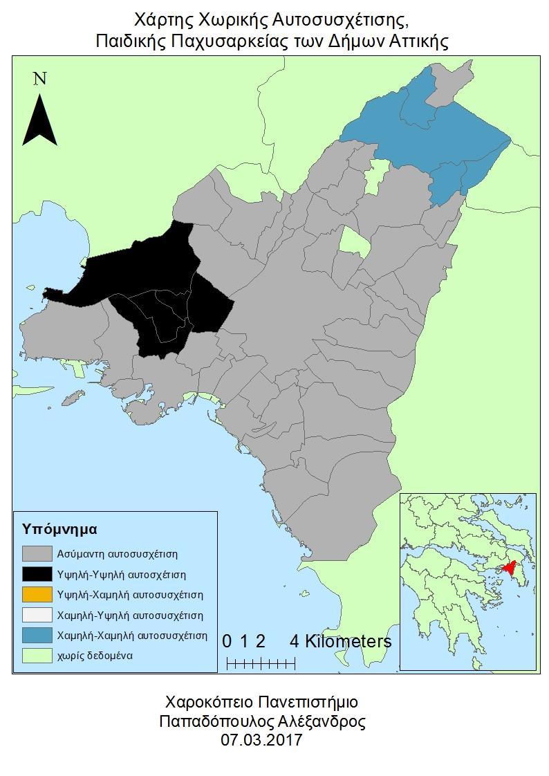 Εικ4.14 Χάρτης χωρικής αυτοσυσχέτισης