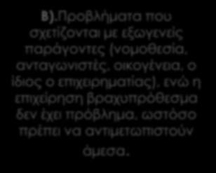 επιχειρηματίας), ενώ η επιχείρηση βραχυπρόθεσμα δεν