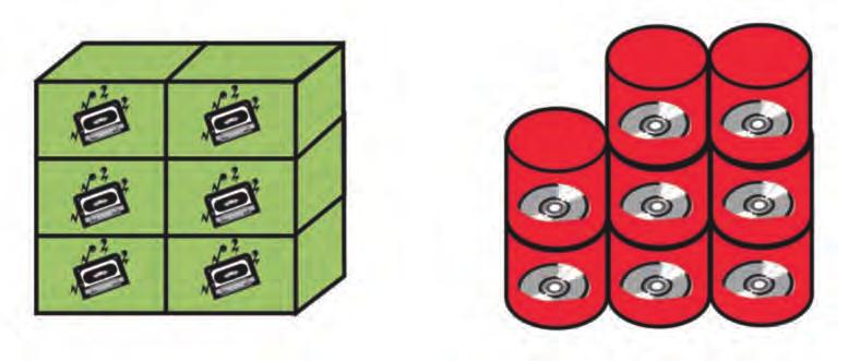 Σε κάθε πράσινο κουτί υπάρχουν 48 κασέτες και σε κάθε κόκκινο κουτί υπάρχουν 72 CD. 2 1.