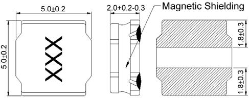 LVS55 - AU Type Dimensions Recommended Land Pattern Electrical Characteristics Part No. Inductance Test Freq. RDC Isat(A) Irms(A) Tolerance Marking (uh) (mω)±% Typ.(Max) Typ.(Max) (±%) LVS55-1R -AU 1.