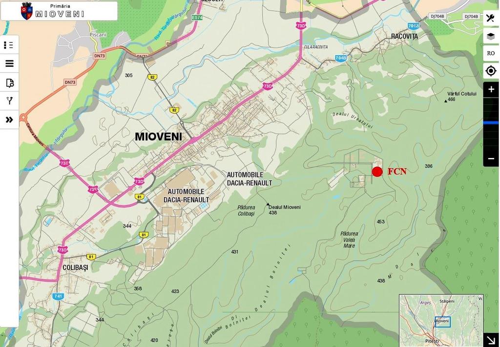 Figura 1-2 Localizarea platformei FCN (Sursa: https://mioveni-city.map2web.