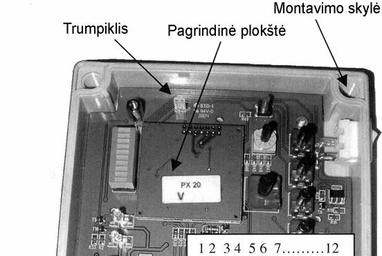 3.4. Elektrinis montažas Draudžiama prijungti degiklį tiesiogiai į tinklą. Degiklis turi būti prijungtas per išorinę apsaugą nuo perkaitimo, su rankiniu atstatymu ant katilo. Valdiklio montažas.